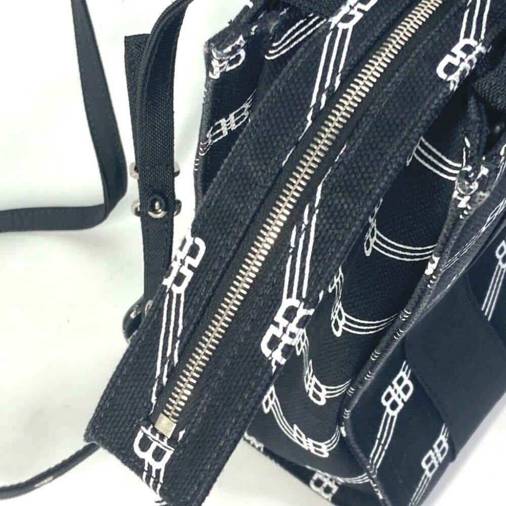 BALENCIAGA BB Trade S Tote Bag Hand Bag Canvas Black/White - Picture 10 of 14